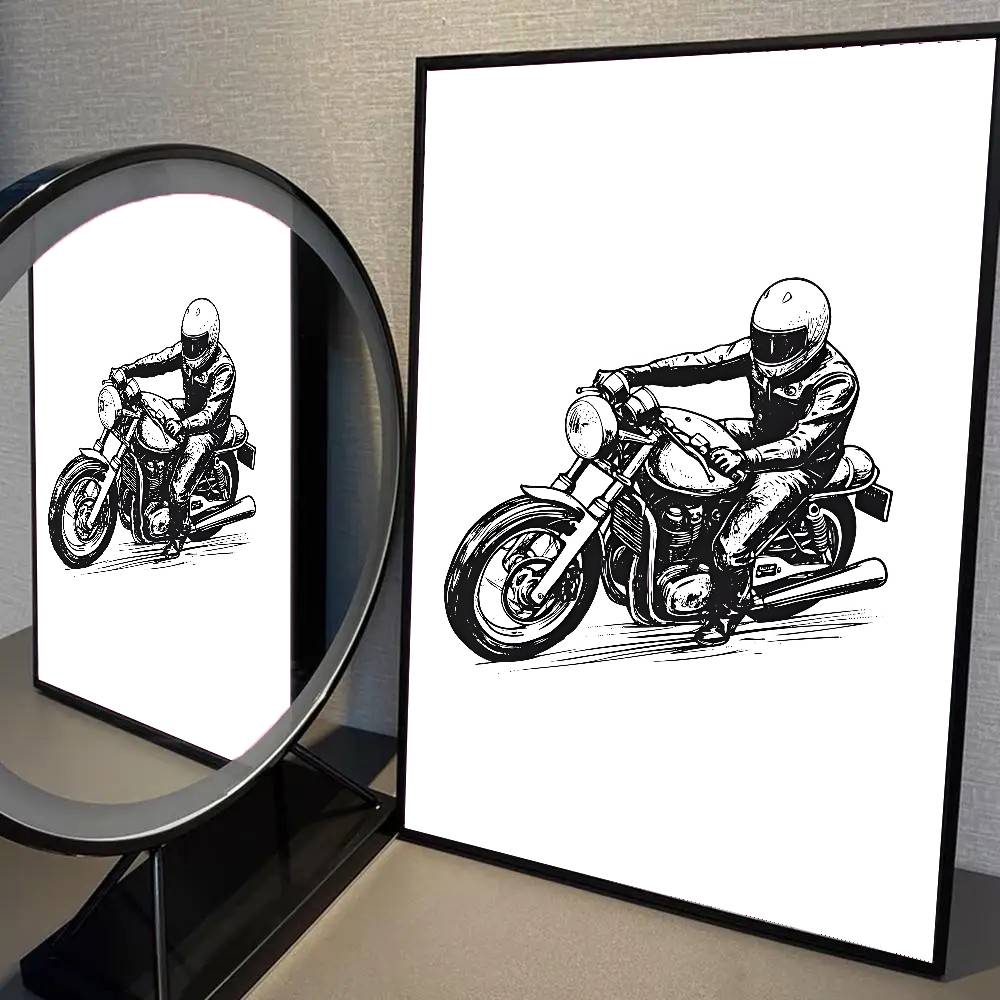 

Крутой постер для езды на мотоцикле Самоклеящаяся художественная водонепроницаемая бумажная наклейка Декор стен кофейни, бара, комнаты 21cm×30cm NoFrame