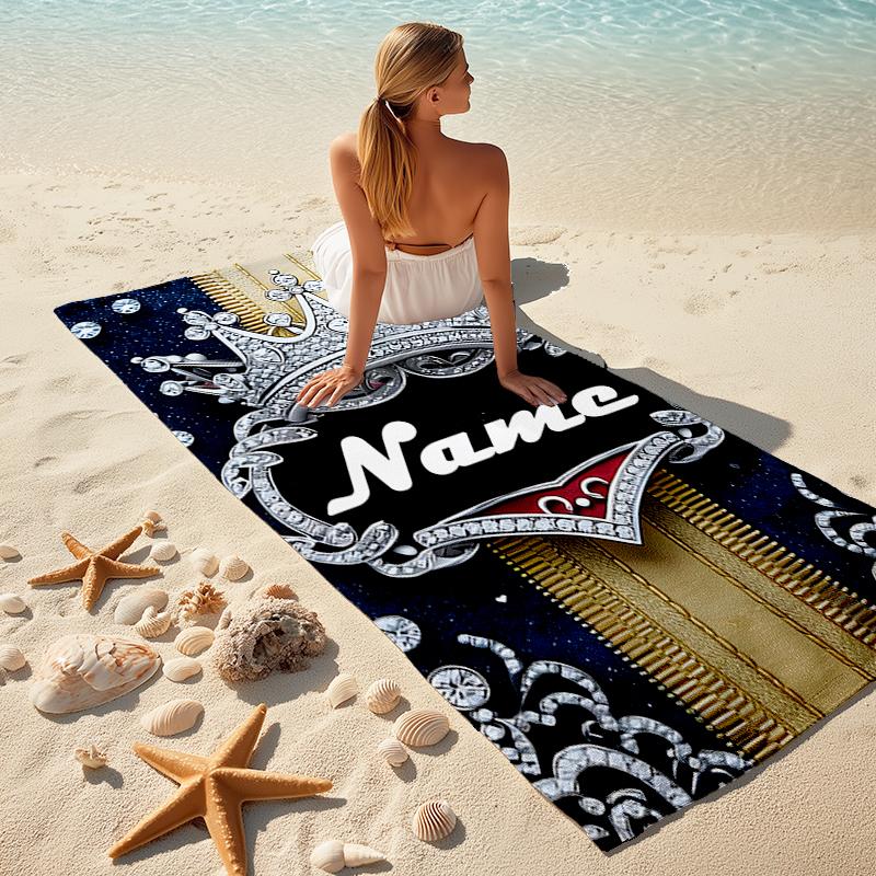 1PC Custom Name Royal Name Beach Towel Highly Absorbent And Sand-Resistant Towel for Swimming, Pool, Yoga, And Travel Lightweight