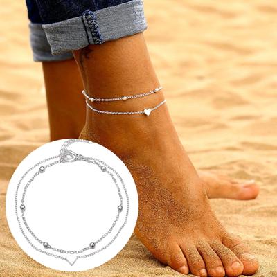Cavigliera da donna vuota regolabile a cuore con clip a moschettone leggera in rame decorazione per caviglia cavigliera galvanizzata signora
