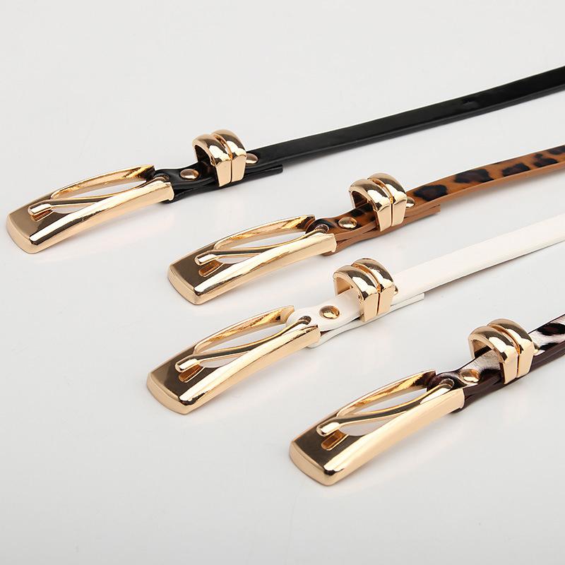 Classical Thin PU Leather Women Belts Gold Metal Buckle Waist Belt Luxury Black White Belt Waistband Dress Coat Jeans Straps