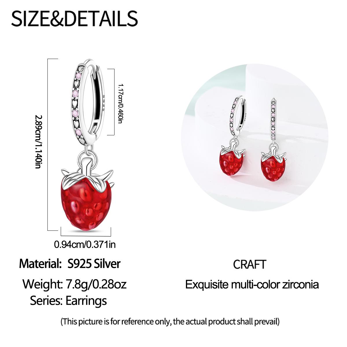 

Оригинальные серьги из стерлингового серебра 925 пробы с красным яблоком для женщин 2025, серьги-пусеты с цирконом, сверкающие серьги-кольца с паве, подарок на годовщину с цирконом