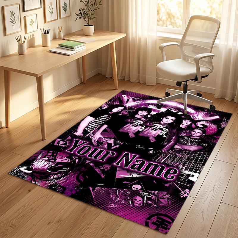 Personalized Crystal Velvet Carpet,Tokio Hotel Custom Printed Name, Plush Area Rug For Home Indoor Decor