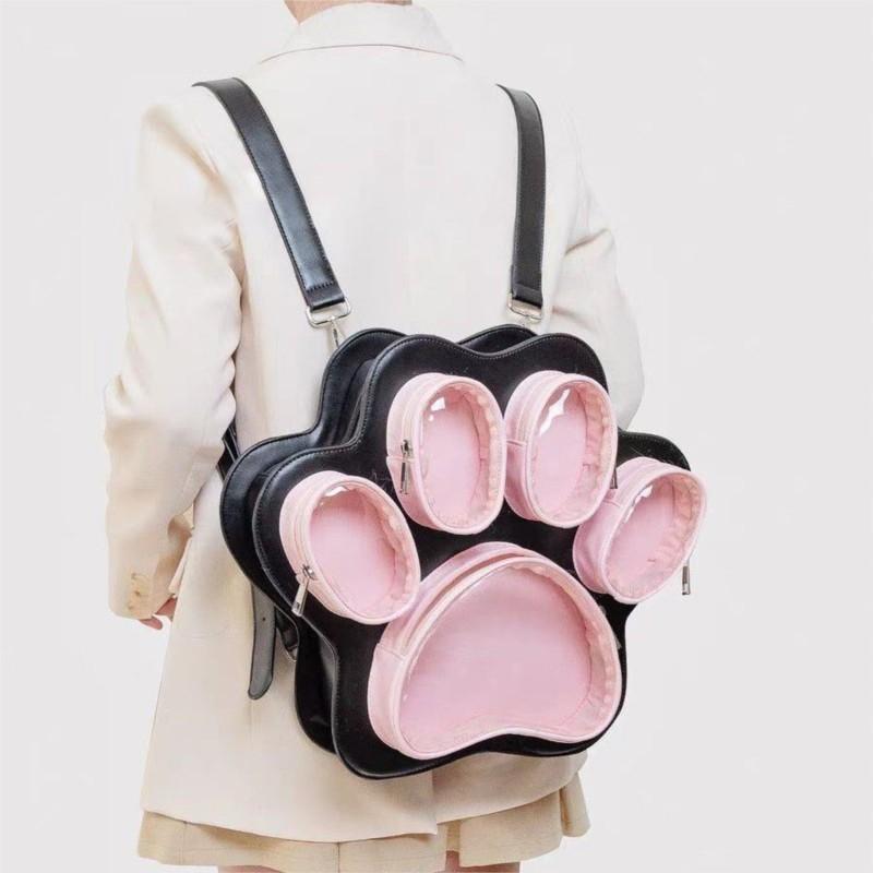 Sweet Cute Cat Paw Ita Bag Ladies Multi Layer Large Capacity Backpack Women Fashion Color Black Shoulder Bags Mochilas Mujer Y2K