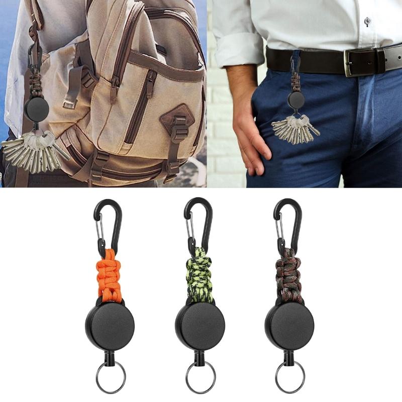 Retractable Keychain, IDs Badge Reel Retractable Badge Holder Steel Cord Keyring