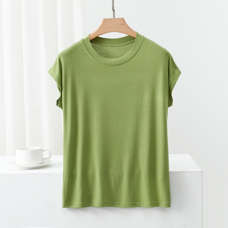 

Летние топы для женщин футболки 2025 с коротким рукавом повседневные мягкие наряды одежда для тренировок M авокадо