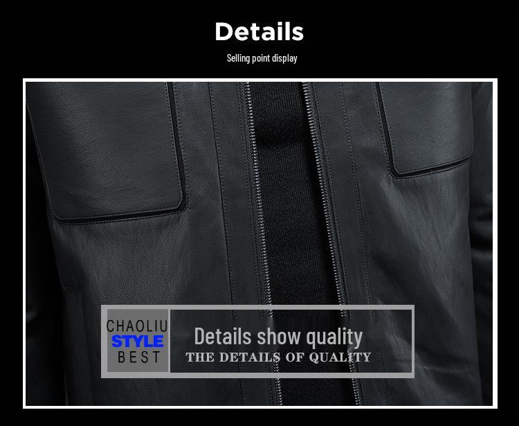 Men's 2025 Winter Motorcycle Leather Down Jacket