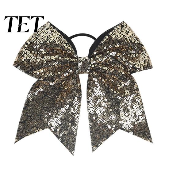 Dance Team Hair Ties Sequins Bows, Elastic Tie, Large Cheerleading Performance Band Ponytail Holder, Glitter Scrunchies for Women Girls Teens