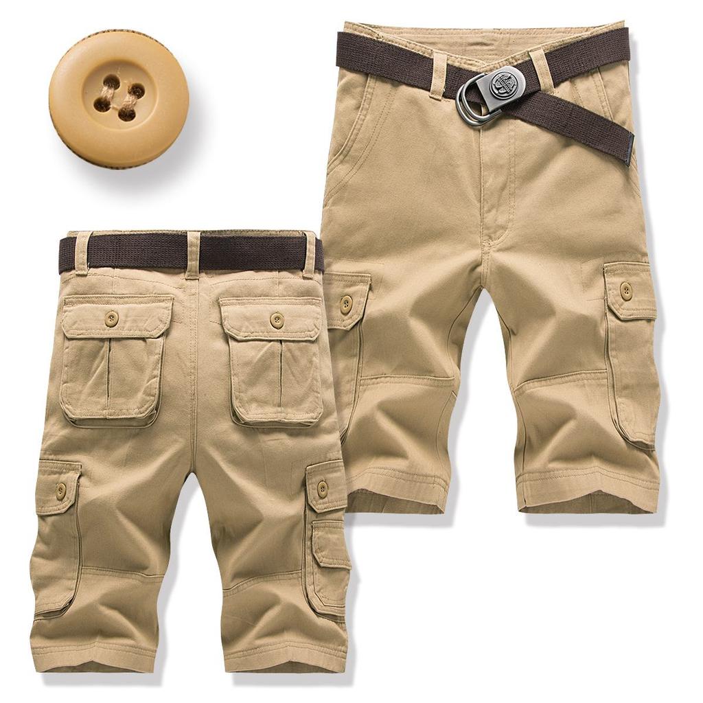 Ανδρικά Καλοκαιρινά Casual Φαρδιά Σορτς Εργασίας με Μοτίβο Παραλλαγής και Πολλαπλές Τσέπες