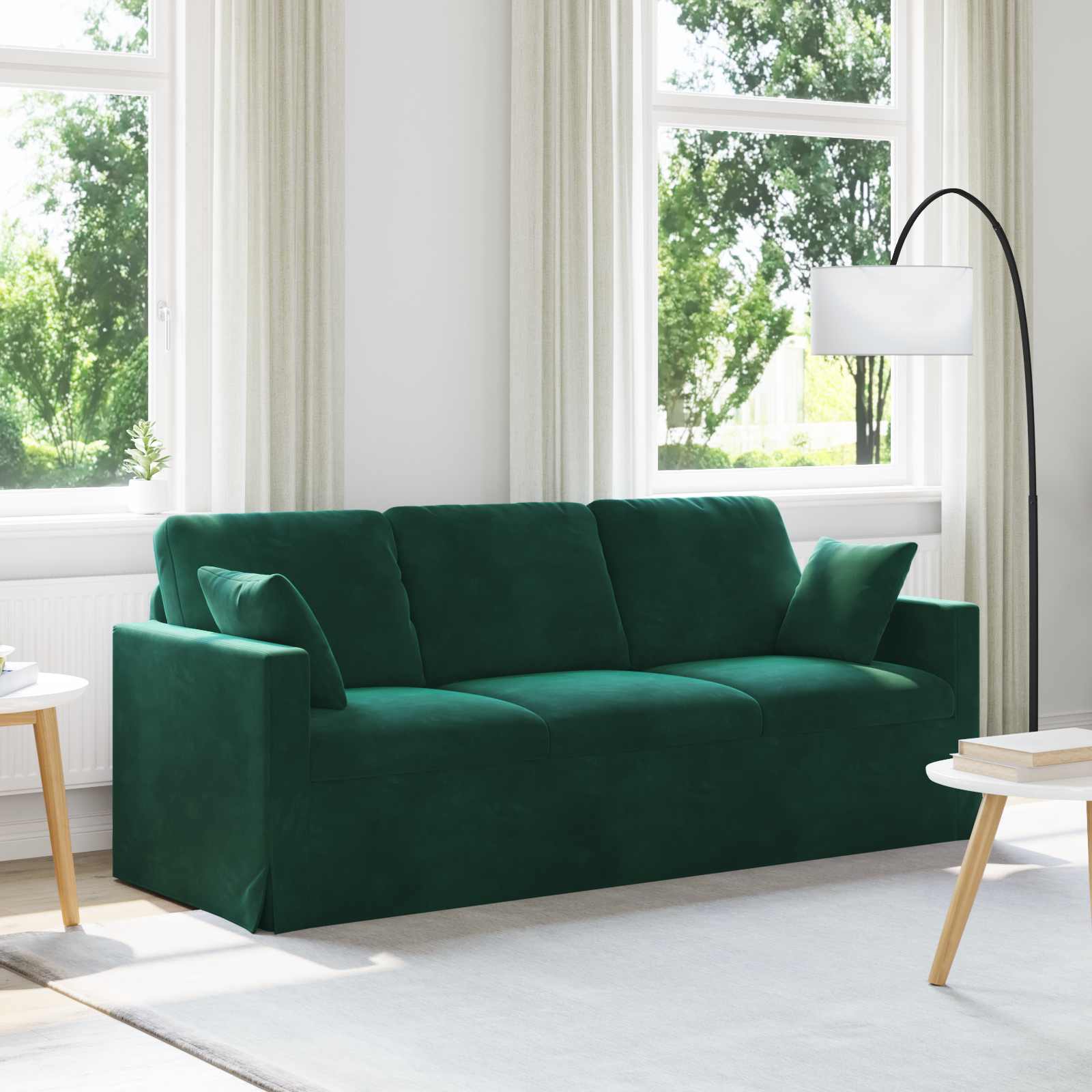 Sofa Dunkelgrün 198 x 78 x 80 cm Samt