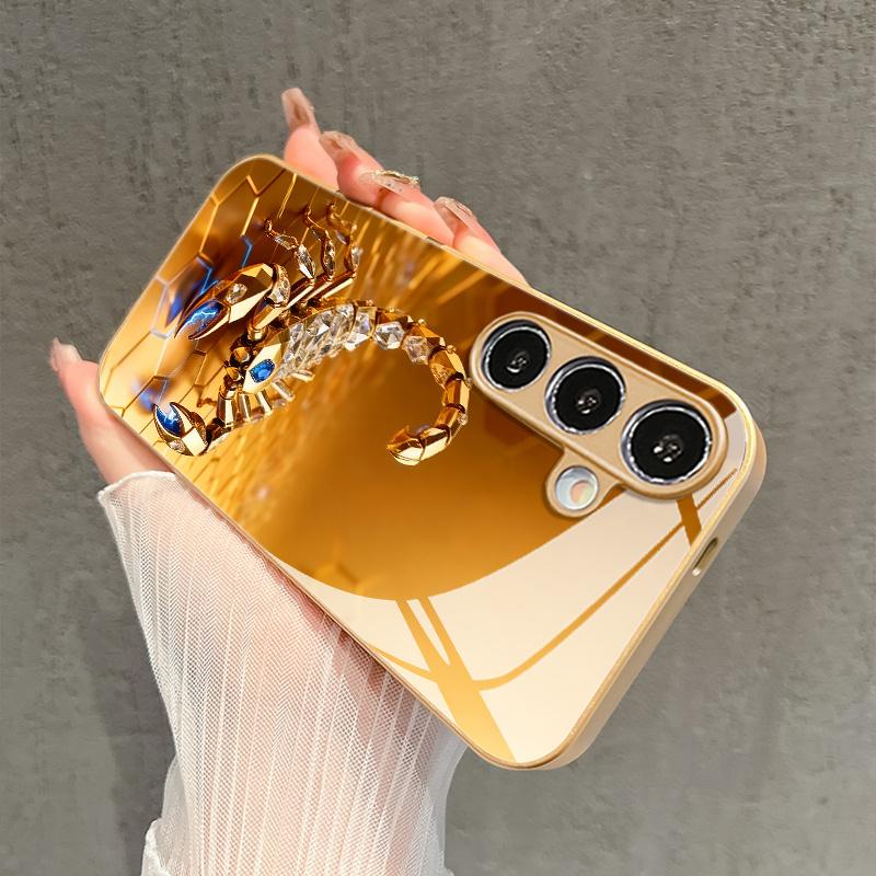 Advanced Golden Scorpion Pattern Glass Phone Case Suitable for Samsung Galaxy S26 S25 S24 S22 S21 S20 FE/Ultra/Plus Hard Case