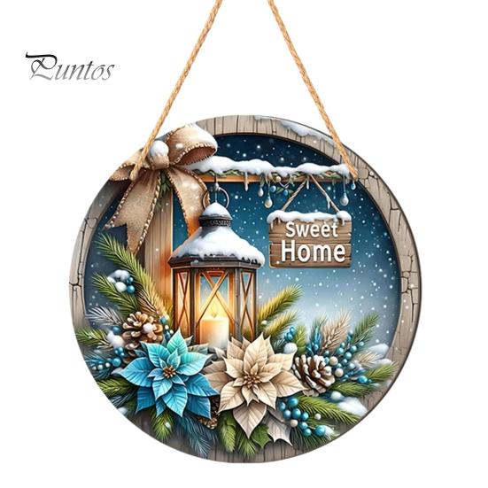 Seasonal Wall Sign Christmas Wooden Hanging Sign, Gnome Snowman Angel Candle 2D Wood Plaque, Xmas Door Hanger Vintage for Home Porch Holiday