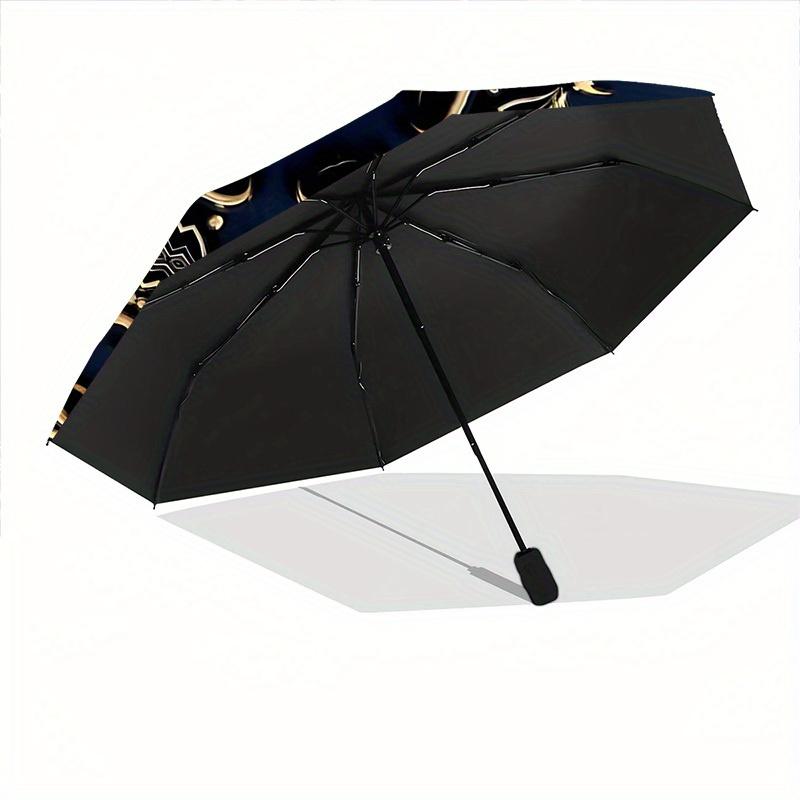 1pc Golden Mandala Pattern Automatic Open, Sturdy Iron Frame, Compact Folding Design, All-Season Portable Umbrella for Women & Men, Outdoor