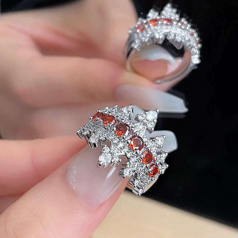Lion Dance Full Of Diamonds Zircon Niche Design Sense Light Luxury High Sense Personality Opening Ring Cold Wind Ring Woman