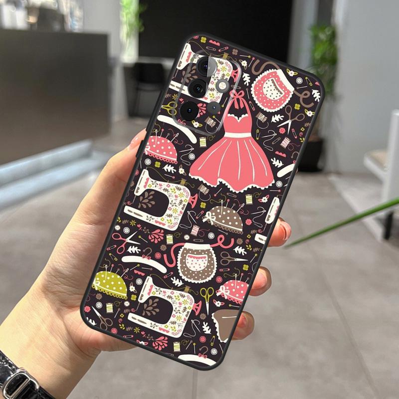 sewing machine tailor pattern Case For Samsung Galaxy A22 A32 A52 A15 A16 A05 A26 A36 A56 A53 A33 A13 A34 A54 A14 A35 A55