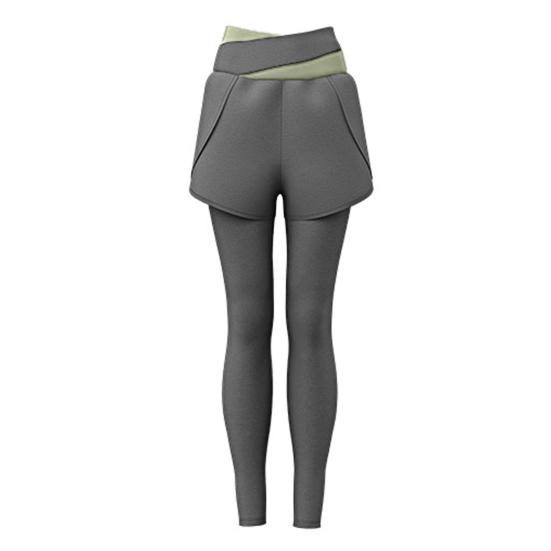 Women's High Waist Yoga Pants Fake Two Piece Quick Dry