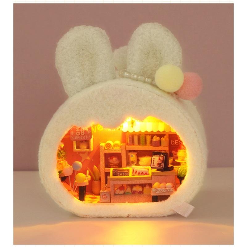 

Мініатюри для міні-лялькового будиночка, Ляльковий будиночок своїми руками з меблями, вогниками, милими плюшевими іграшками, дитячі подарунки на день народження, Різдво білий