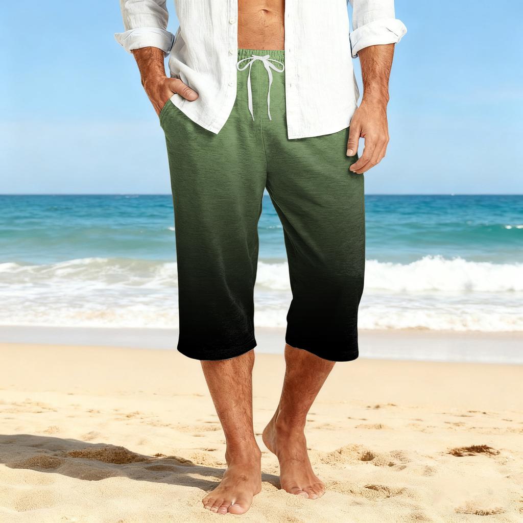 Men's Casual Drawstring Cropped Shorts
