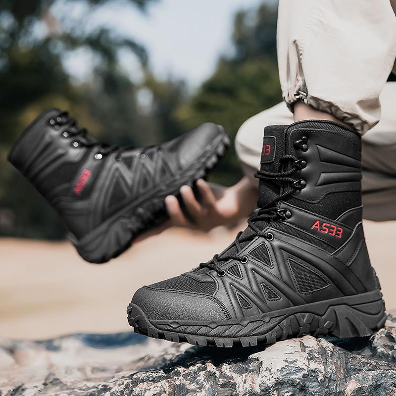Men's High-Top Outdoor Boots Autumn Winter New Style Climbing Mountain Off-Road Tactical Boots Large Size Comfortable Shoes