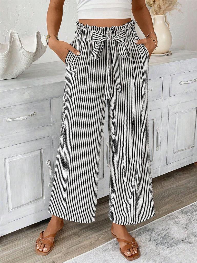 European & American Women's Striped Straight-Leg Pants - Spring/Summer 2026 Collection, Casual Commuter Style