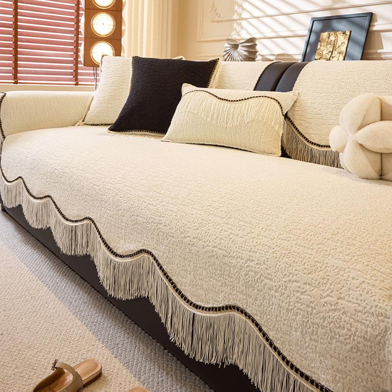 

Tassel sofa cushion Chenier straight row sofa seat cushion non-slip four seasons universal 2025 new lace sofa cover 30 * 50 waist pillowcase