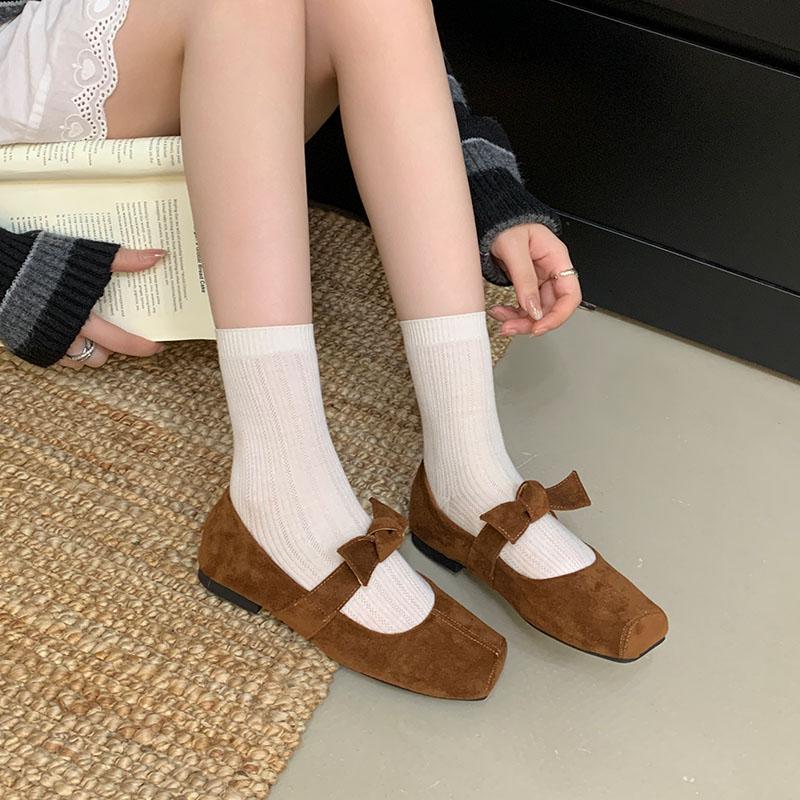 Fashion New Fashion Butterfly-Knot Women Flats With Shoes Female Shallow Footwear Slip On Ladies Flats Mary Janes Lolita Shoes
