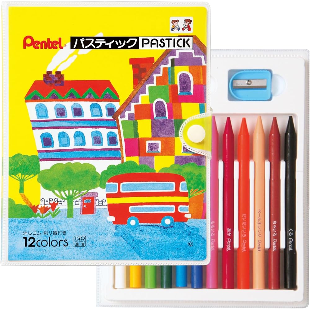 Pentel Crayon Colored Pencils Pastic GC1-12D 12 Colors