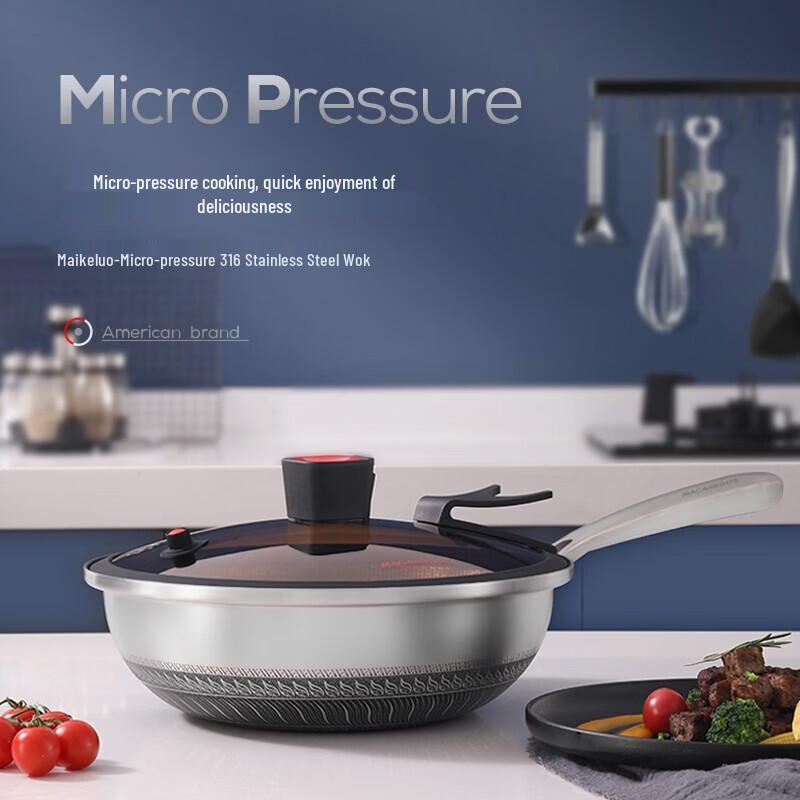 Macaiiroos 316 Stainless Steel Non-stick Micro-pressure Wok