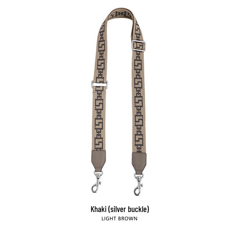 MHS-F-43 Crossbody Bag with Wide Lychee Grain Leather Strap and High-End Canvas Chain Pattern