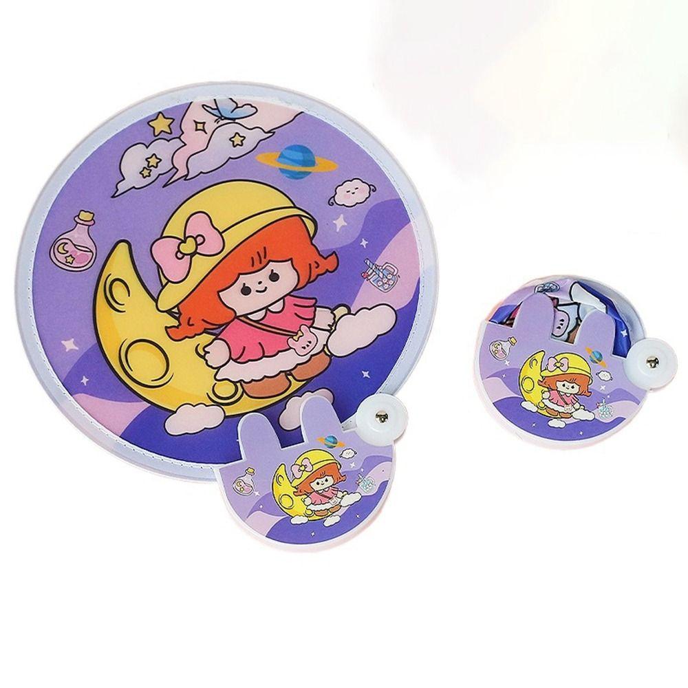High-looking Mini Round Fan Hand-operated Portable Cloth Fan Cartoon Folding Round Fan  Home Decor