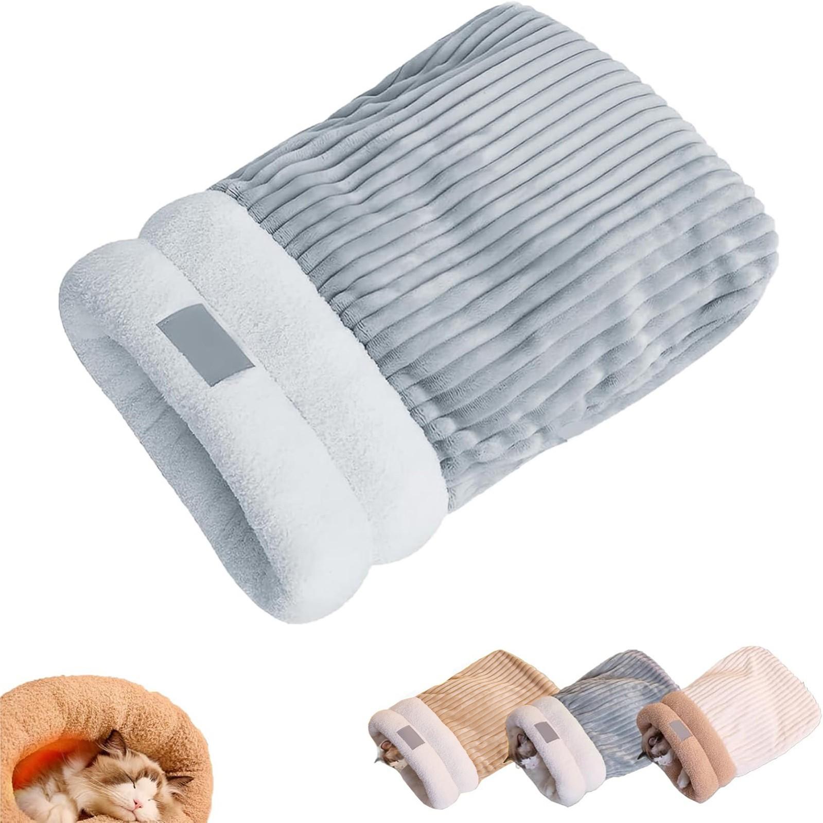 

Спальный мешок для кошек из искусственного пуха, уютная и теплая кровать для маленьких и средних кошек One Size светло-синий