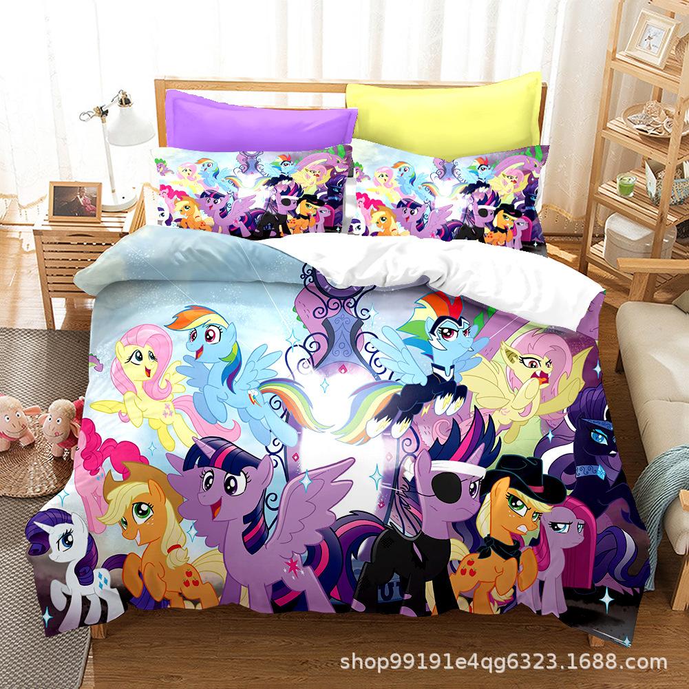 Sady povlečení My Little Pony Přikrývka Prošívaná přikrývka Přehoz na postel Povlak na peřinu Povlak na polštář Sady 2-3 kusů Dětské Velikosti pro dospělé Domácí dekorace