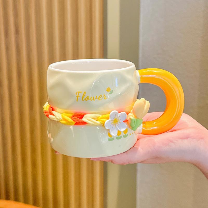 Uroczy kubek w kwiaty w pudełku prezentowym dla dziewczynek i dziewczyn, wartościowy prezent urodzinowy, praktyczny ceramiczny kubek pamiątkowy