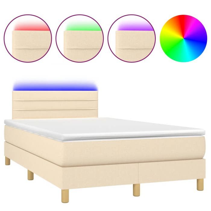 Maison Exclusive - Sommier à lattes de lit avec matelas LED Crème 120x200 cm Tissu