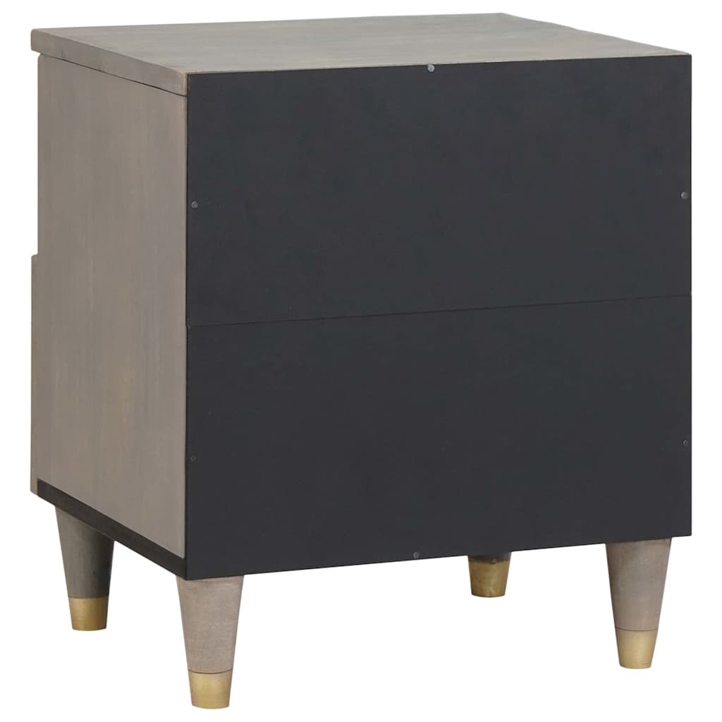 Nightstand with Drawers Grey 40 x 33 x 46 cm Solid Mango Wood