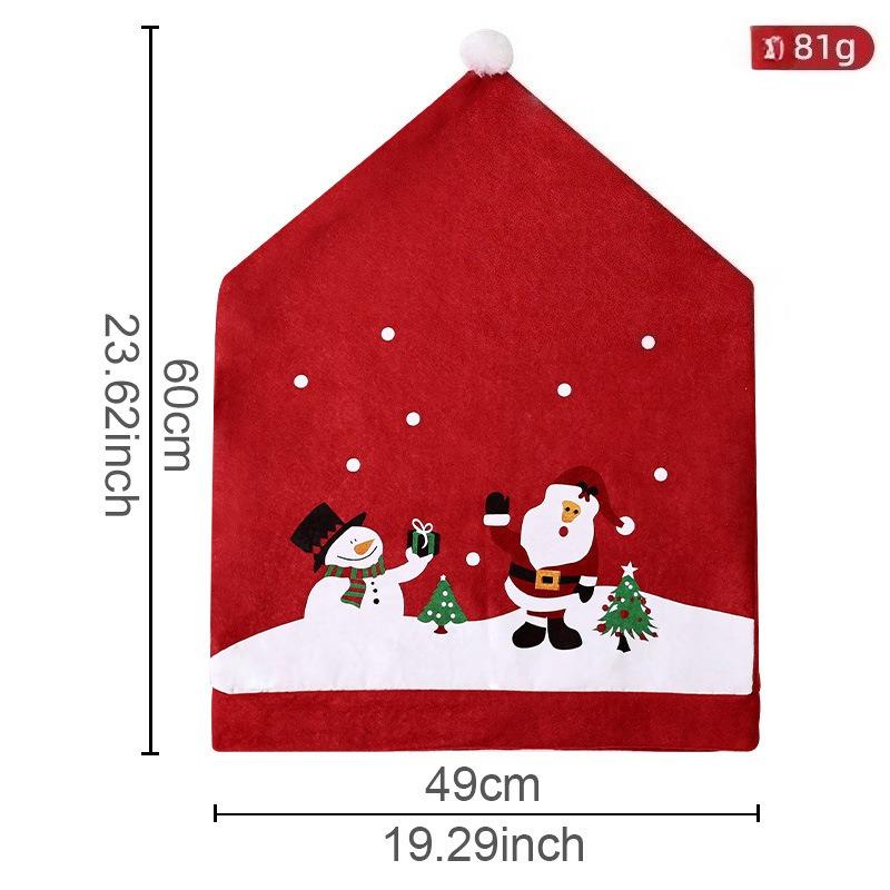 Christmas Chair Covers - Cartoon Forest Snowflake Print, European Style Dining Table Xmas Decor Chair Accessories