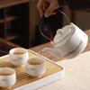 Jade Porcelain Tea Set Chinese Kung Fu Tea Pot Ceramic Tea Cup White Porcelain Set Household Large Capacity Handle Pot