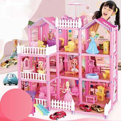 Puppenhaus Mädchen Villa Prinzessin Schloss Set Kinder Spielhaus Simulation Zusammengebautes Spielzeug Geschenke für