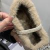 Warme Damen-High Heels Strass dicker Fleece quadratische Spitze Fleece-Mützen-Schuhe Damenschuhe Einzelne Schuhe Mary Jane