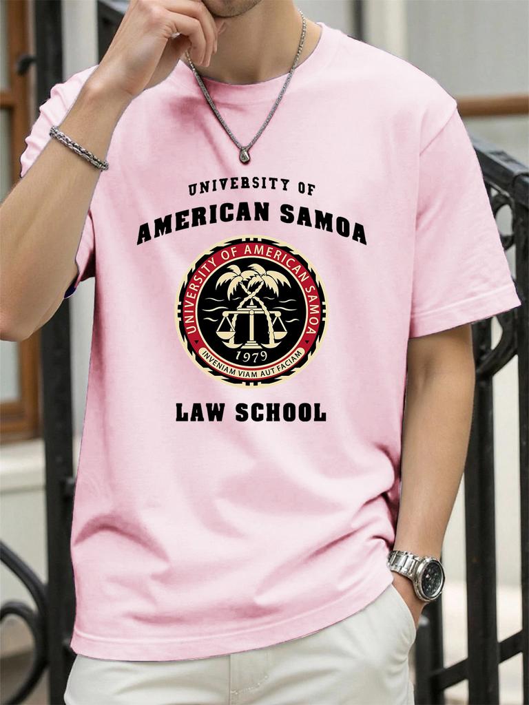 American Samoa Law School Print Men T Shirts AllMatch Cotton TShirt Casual Crewneck Loose Streetwear Man Summer Basics Top