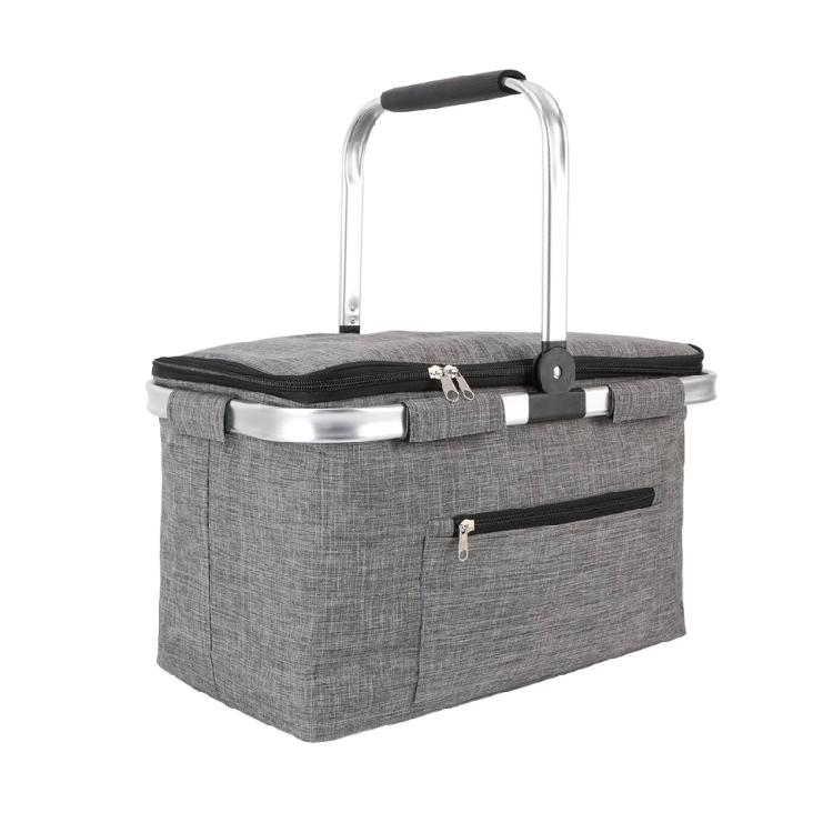 

Oxford Fabric Camping Cooling Basket Easy Storage Family Camping Insulated Carrying Bag Fabric Texture for Picnics сірий колір