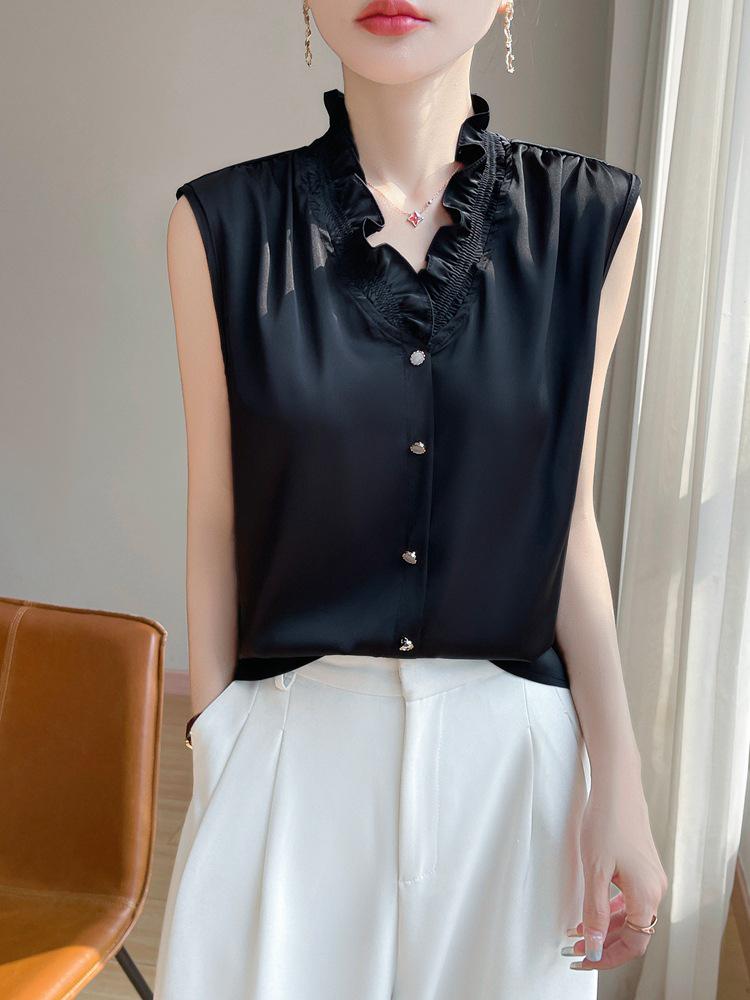 Elegant Women's Frill-Edged Vest Top - Trendy Summer Fashion