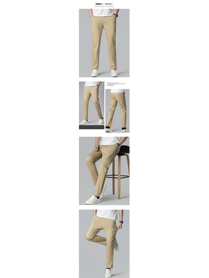 2026 Spring/Summer Men's Slim Fit Casual Pants with Half Elastic Waist - Korean Style, Straight Leg, Versatile for Middle-Aged Men.