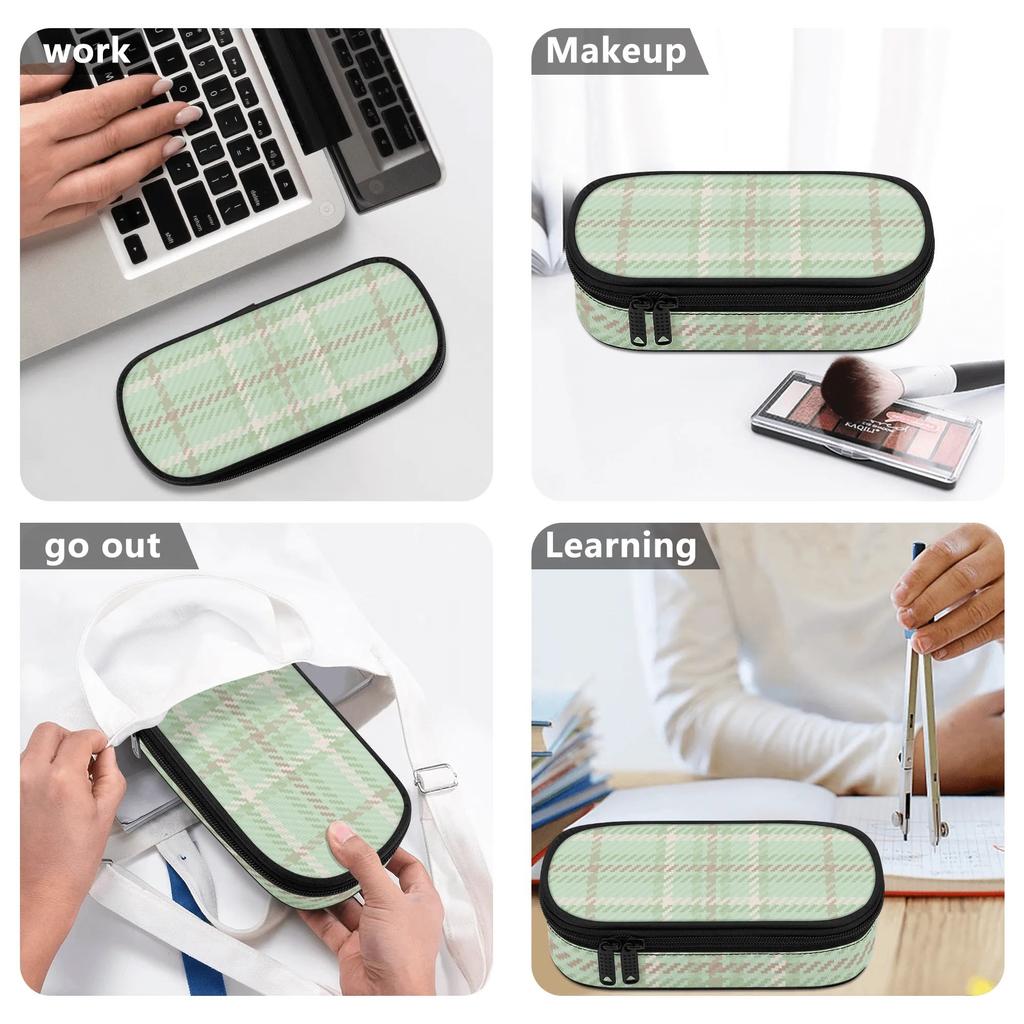 Stationery Pencil Case Smooth Zipper Large Capacity 300D Polyester with Main Compartment Mesh Pocket and Pen Slots for Students