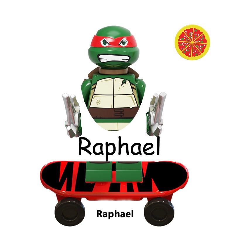 Promotions!!! Ninja Turtles Shredder Splinter Michelangelo With Pizzas Model Action Figure Blocks Construction Toys for Children