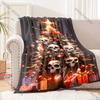 2025 New Christmas Theme Blanket Christmas Skull Print Four Seasons Blanket Christmas Gift for Boys and Girls,Family and Friends