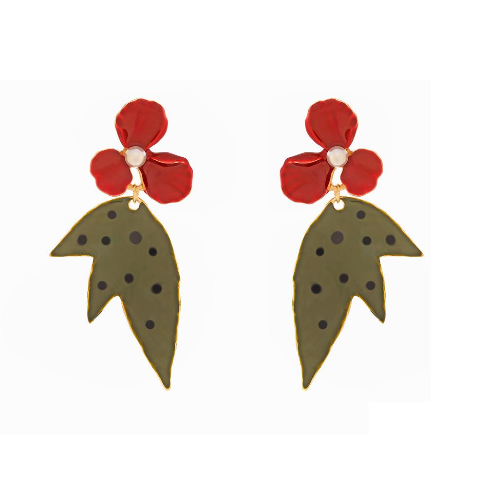 

DIGADAGU Alloy Leaf Flower Botanical Drop Earrings New Trend Minimalist Earrings Woman Party Zircon Accessories