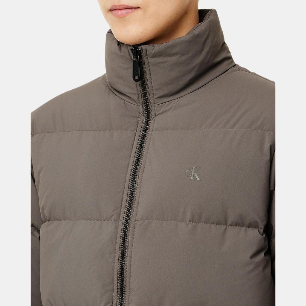 Calvin Klein Minimalist Comfortable Versatile Short Stand Collar Zipper Down Jacket Men Outerwear Brown J326958-PBX