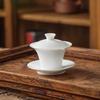White Porcelain Three-Talent Gaiwan Tea Cup - Pure White Thin-Walled Ceramic Kung Fu Tea Set with Custom Logo