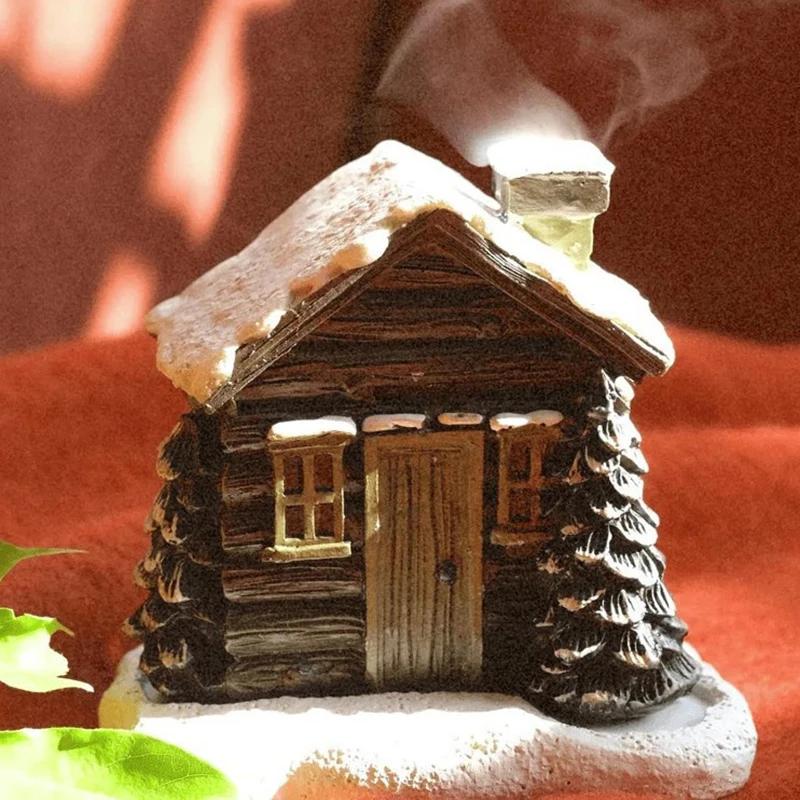 Weihnachten Winter Blockhaus Räucherkegel brennen Weihnachten Schornstein Hütte Räucherkegel Brenner Tisch Herzstück Display Weihnachtsdekoration