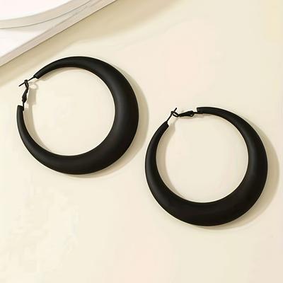 Retro Black Chunky Hoop Earrings For Women Trendy Matte Hoop Earrings Party Earrings Jewelry Gift